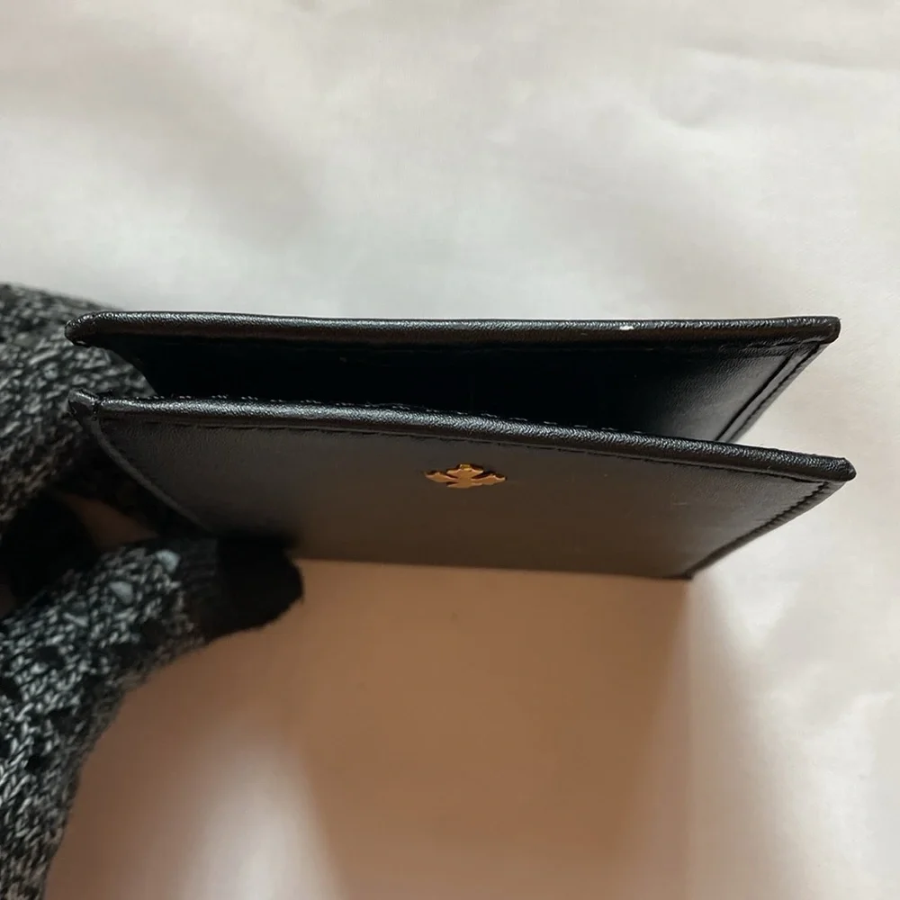 Camus Cognac Leather Wallet Multiple Card Slot Compact Style Black OS Preloved